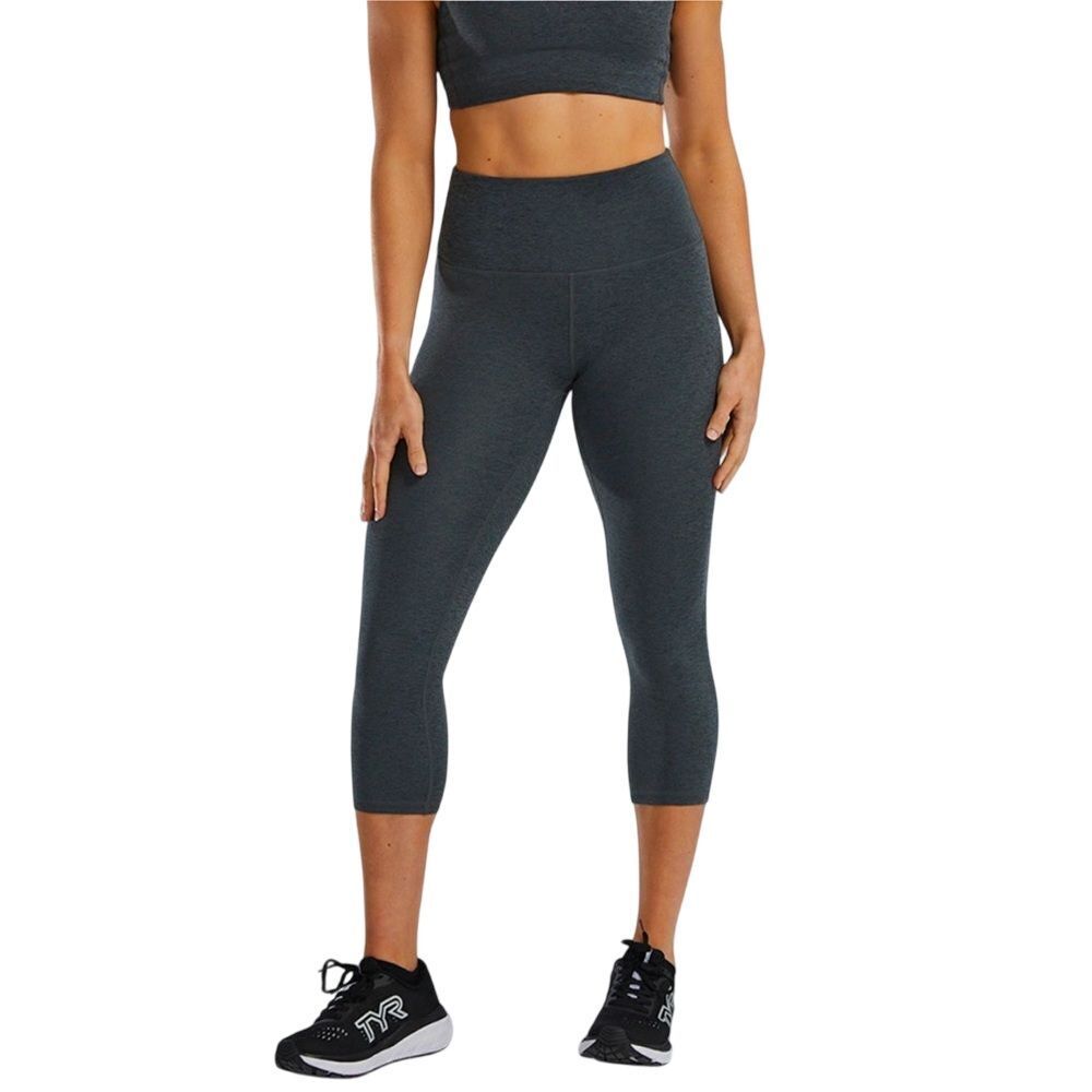 TYR Women's Medium Base Kinetic™ High-Rise 21" Leggings Gray Cropped Mid Calf